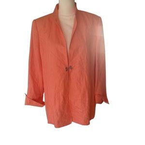 Blazer linen blend coral luster womens spring summer Size 14 NWT